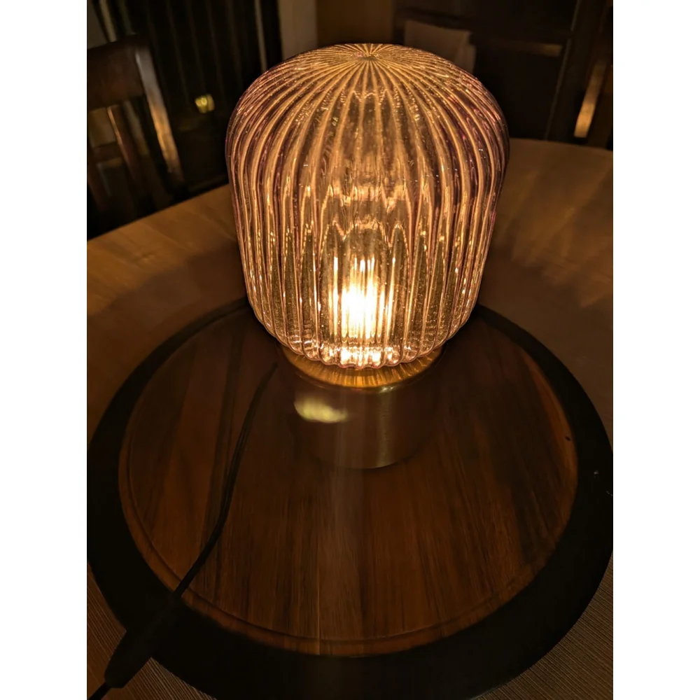 IKEA Solklint Table Lamp Brass Gray Clear Glass 11 Inch - Picture 3 of 7